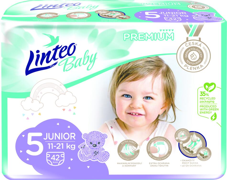 Linteo Baby Premium Junior dětské pleny 11 až 21 kg, 42 ks