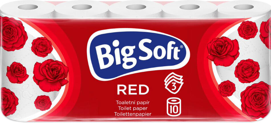 Big Soft Red 3vrstvý toaletní papír, 10 rolí, 17,6 m role