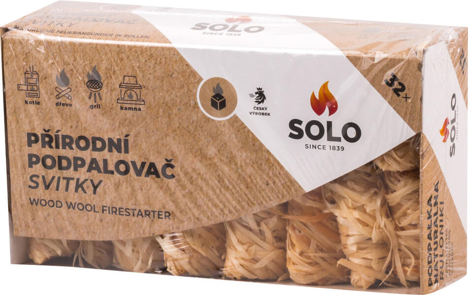 Solo dřevitá vlna podpalovač svitky, 32 podpalů