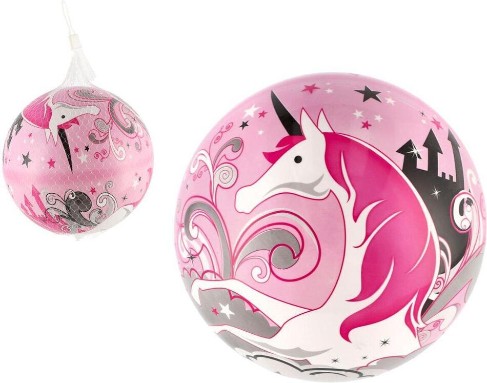 Teddies Míč nafouknutý jednorožec vinyl průměr 22cm v síťce