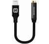 AUDIO ADAPTÉR SWISSTEN TEXTILE LIGHTNING /JACK(samice) 0,15 M ČERNÝ