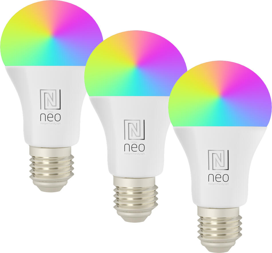 Immax NEO Smart sada 3x žárovka LED E27 11W RGB+CCT barevná a bílá, stmívatelná,Zigbee 3.0