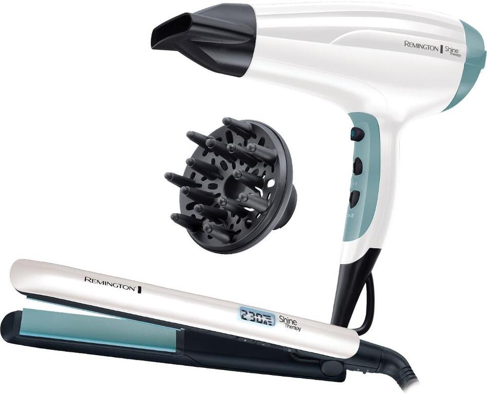 Dárková sada fén + žehlička na vlasy Remington S8500GP