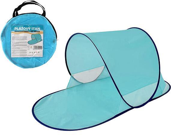 Samorozkládací plážový stan Teddies s UV filtrem, modrý