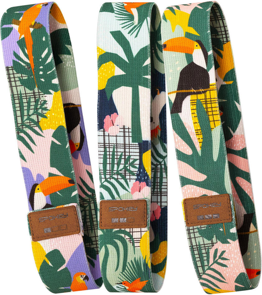 Spokey HOME JUNGLE SET Sada 3 posilovacích textilních gum s obalem