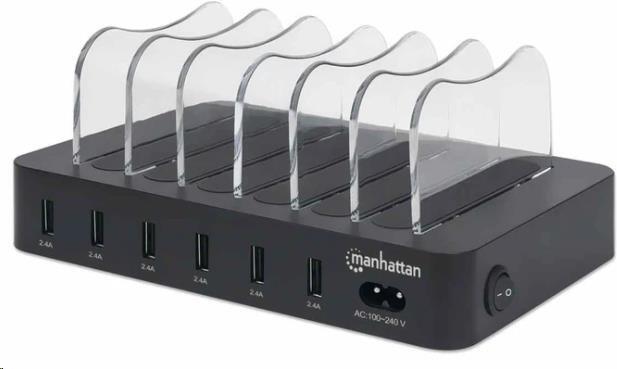 MANHATTAN USB nabíjecí stanice, 6-Port USB Charging Station, USB-A, černá (102254)