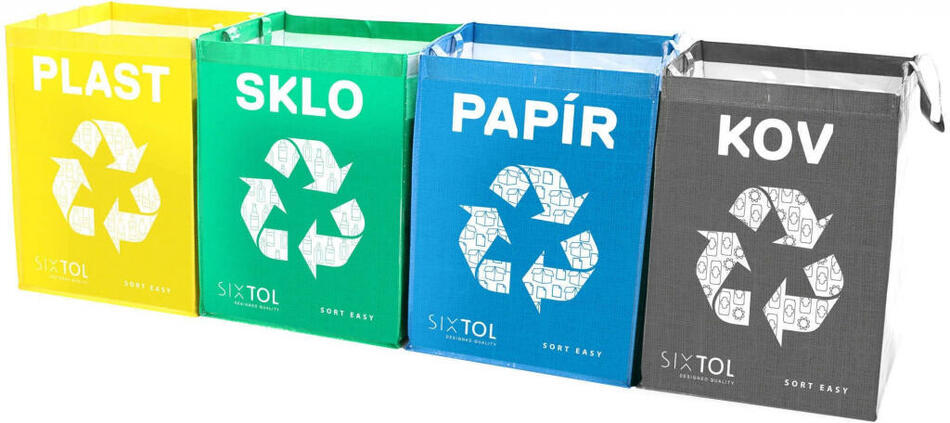 Tašky na tříděný odpad SIXTOL SORT EASY 4 METAL, 4 x 36l