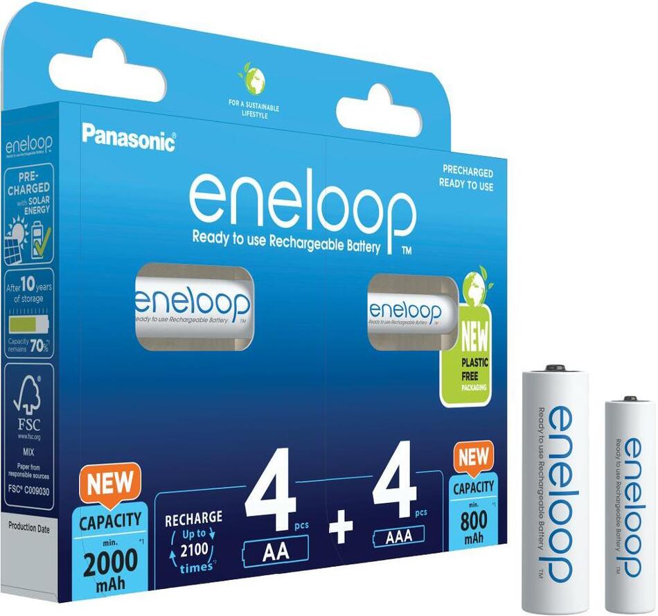 Baterie Panasonic -ENELOOP HR6 2000mAh + HR03 800mAh 8BP