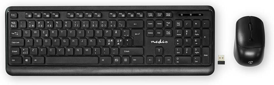 Sada Myši a Klávesnice NEDIS KBMCW100BKND