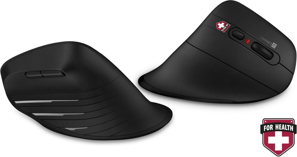 CONNECT IT FOR HEALTH Verti TriMode ergonomická vertikální myš, bezdrátová, ČERNÁ (CMO-2880-BK)