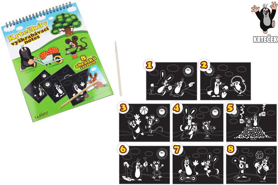 Teddies Škrabací/Vyškrabovací notes Krtek 8 listů 19x26cm v sáčku