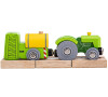 Bigjigs Rail Traktor s vlečkou zelený