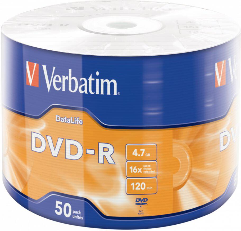 VERBATIM DVD-R DataLife 4,7GB/ 16x/ 50pack/ wrap (43791)