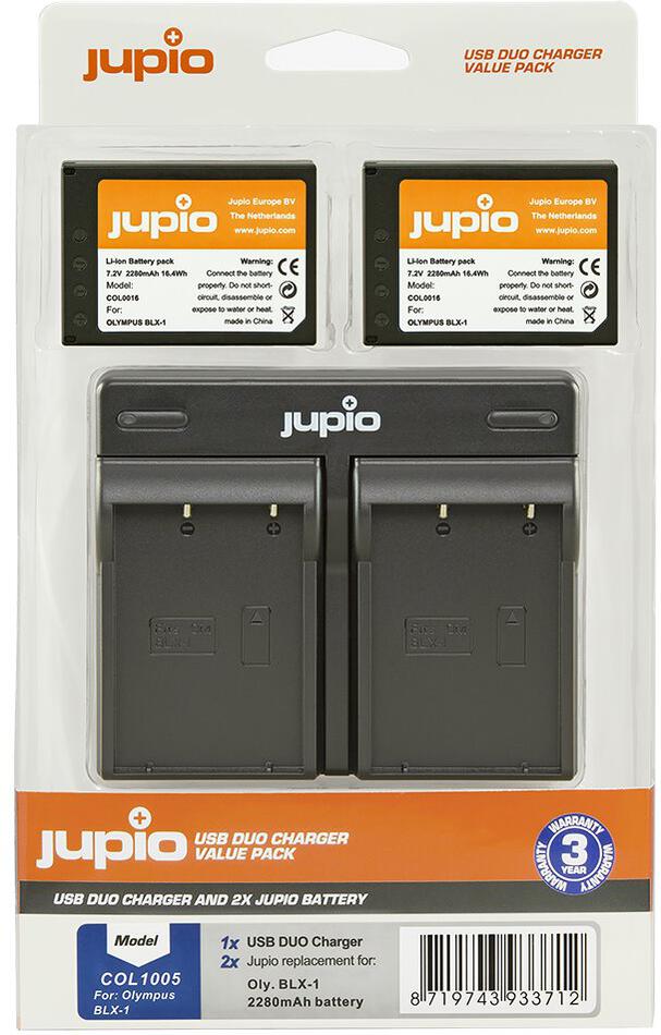 Set Jupio 2x Battery BLX-1 2280mAh + USB Dual Charger pro OM system