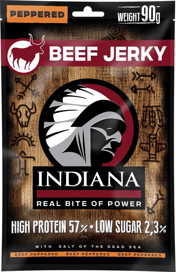 INDIANA Jerky hovězí Peppered 90g INDIANA s.r.o.