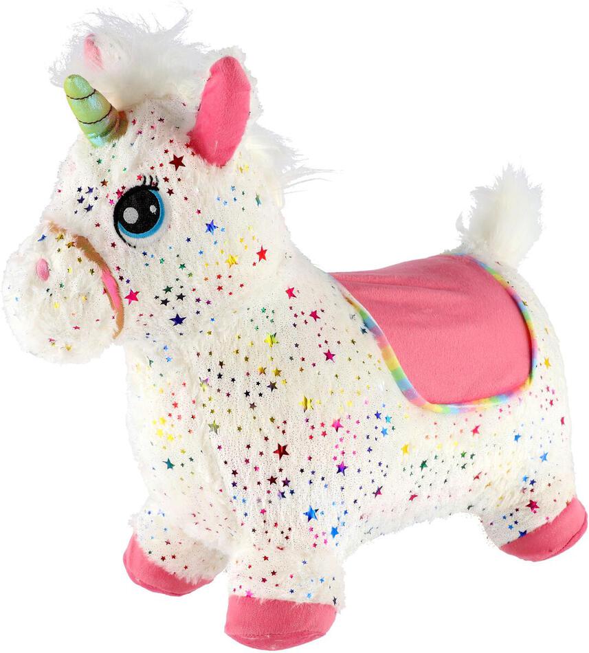 Hopsadlo Teddies Bílý jednorožec s hvězdičkami, výška 23 cm