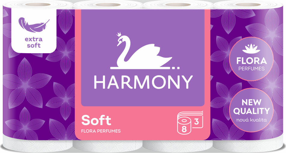 Harmony Soft Flora 3vrstvý toaletní papír, 8 rolí, 17,5 m role