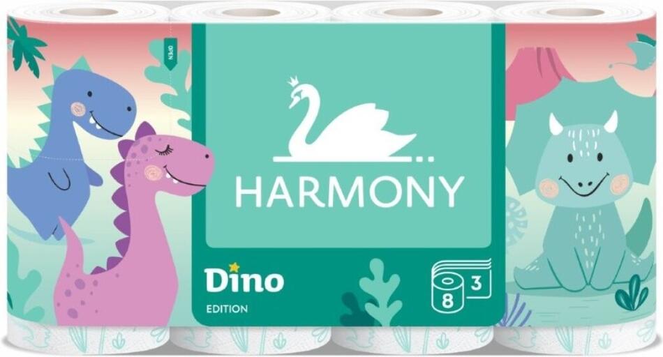 Harmony Dino dětský 3vrstvý toaletní papír, 8 rolí ,17,5m role