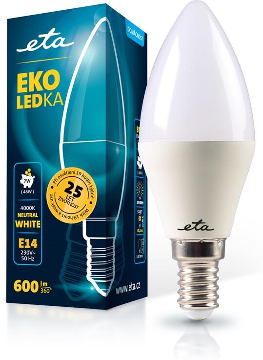 Žárovka LED ETA EKO LEDka svíčka 7W, E14, neutrální bílá