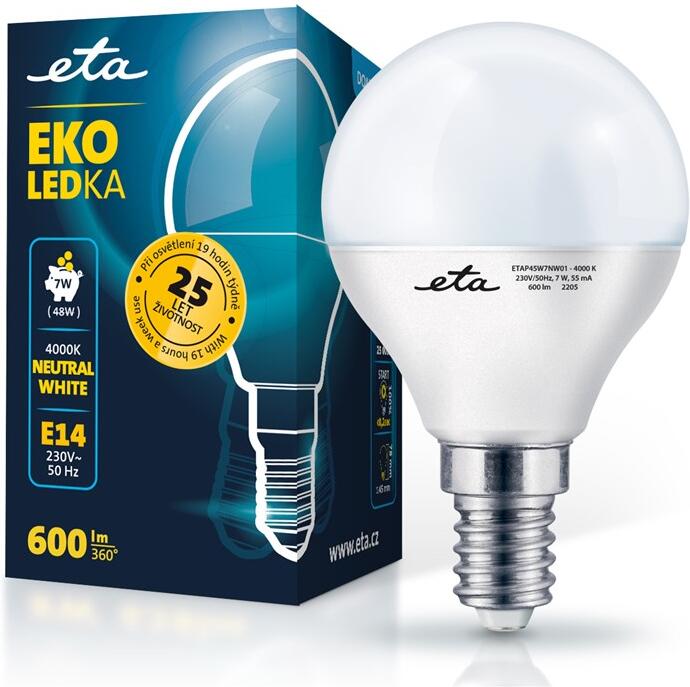 Žárovka LED ETA EKO LEDka mini globe 7W, E14, neutrální bílá