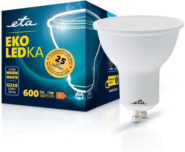 Žárovka LED ETA EKO LEDka bodová 7W, GU10, teplá bílá