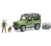 Bruder LAND ROVER DEFENDER s figurkou myslivce, psa a příslušenstvím