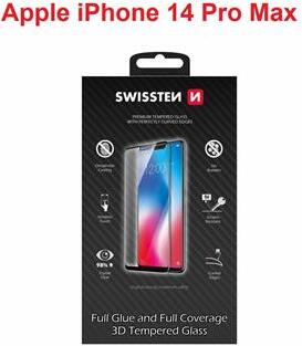 SKLO SWISSTEN ULTRA DURABLE 3D FULL GLUE GLASS PRO APPLE IPHONE 14 PRO MAX ČERNÉ