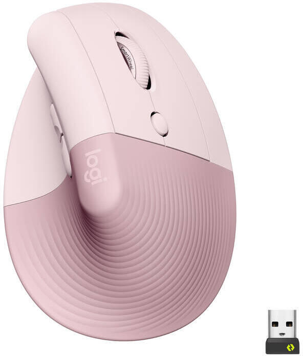 Logitech Lift Vertical Ergonomic Mouse - ROSE/DARK ROSE - EMEA (910-006478)