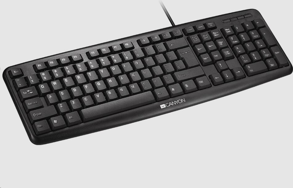 CANYON klasická USB klávesnice CZ/SK, omývatelná, černá (CNE-CKEY01-CS)