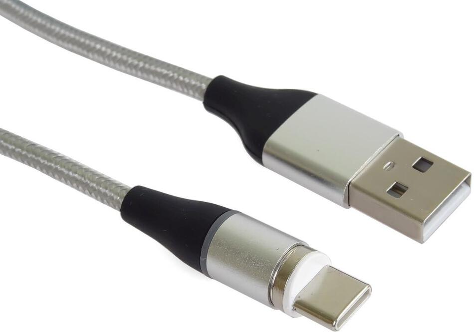 PREMIUMCORD Magnetický micro USB a USB-C nabíjecí a datový kabel 1m, stříbrný (ku2m1fgi)