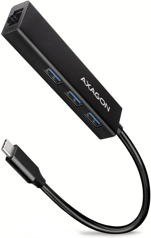 AXAGON hub USB-C / HMC-GL3A / USB 3.2 Gen1 / 3x USB-A / GLAN / kovové tělo / 0,2m