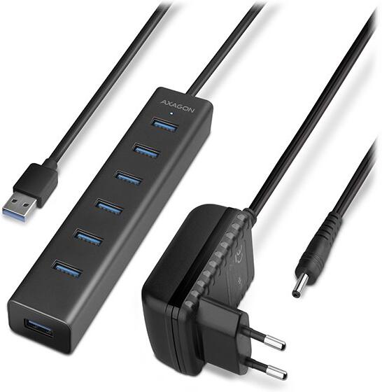 AXAGON hub USB-A / HUE-SA7BP / USB 3.2 Gen1 / 7x USB-A / AC adaptér / 0,4m