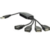 Akyga adaptér Hub USB 2.0 4-port / ABS / cerná / 15cm (AK-AD-13)