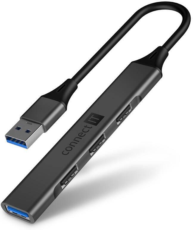 CONNECT IT USB-A hub, (1xUSB-A 3.0, 3xUSB-A 2.0), externí, ANTRACITOVÝ (CHU-4050-AN)