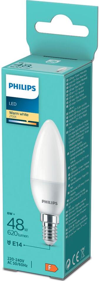 LED žárovka candle Philips LED 48W B35 E14 WW FR ND