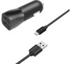 Set autonabíječky FIXED s 2xUSB výstupem a USB/micro USB kabelu, 1 metr, 15W Smart Rapid Charge, černá