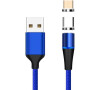 PremiumCord Magnetický micro USB a USB-C nabíjecí a datový kabel 1m, modrý (ku2m1fgb)