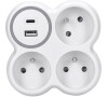 Solight rozbočka, 3x 15A, USB nabíječka A+C, bílá-šedá