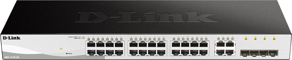 D-Link DGS-1210-28 L2/L3 Smart+ switch, 24x GbE, 4x RJ45/SFP, fanless