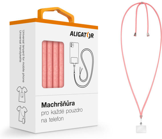 UNI šňůrka Aligator Machršňůra pro mob. tel., růžová