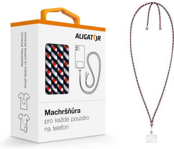 UNI šňůrka Aligator Machršňůra pro mob. tel., trikolora