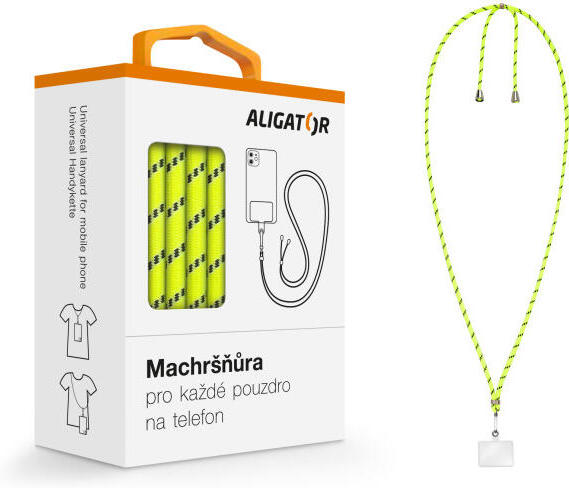 UNI šňůrka Aligator Machršňůra pro mob. tel., neon žlutá