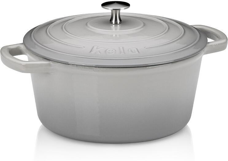 KELA Pekáč litinový s poklicí CALIDO 24 cm šedá KL-12606