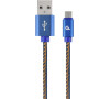 Gembird oplétaný denim USB-A/microUSB kabel 1m (CC-USB2J-AMmBM-1M-BL)