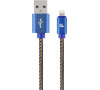 Gembird oplétaný denim USB-A/Lightning kabel 2m (CC-USB2J-AMLM-2M-BL)