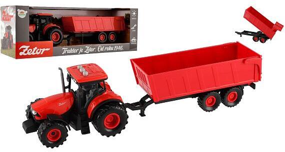Traktor Teddies Zetor s valníkem na setrvačník, se světlem a zvukem, 36cm