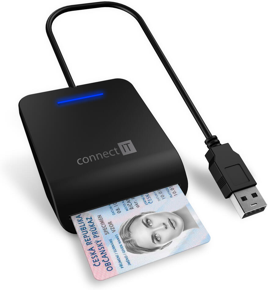 CONNECT IT USB čtečka eObčanek a čipových karet, ČERNÁ (CFF-3050-BK)