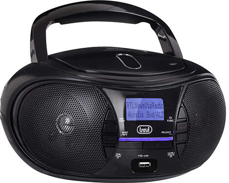 Přehrávač Trevi, CMP 581 DAB BK, přenosný CD/MP3 přehrávač, CD/CDR/CDRW/MP3, USB, AUX, 230 V