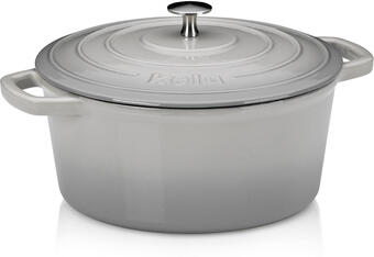 Pekáč Kela Calido KL-12607, litinový s poklicí, 26 cm, světle šedá