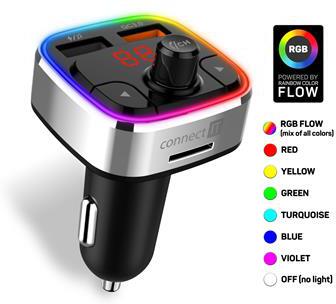 CONNECT IT CarRGB Bluetooth transmitter, 2xUSB+MicroSD, STŘÍBRNÝ (CCC-9090-SL)
